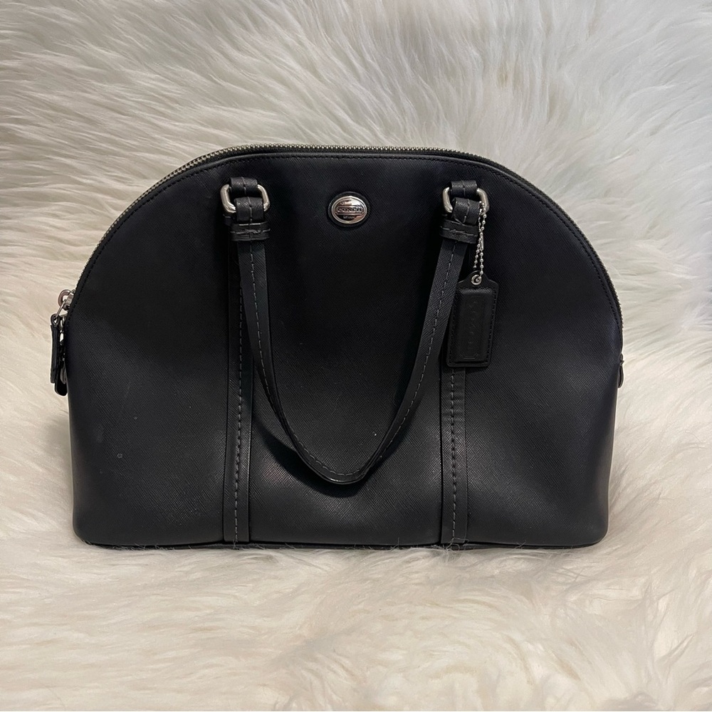 Vintage Black Leather Coach Cora Dome Bag